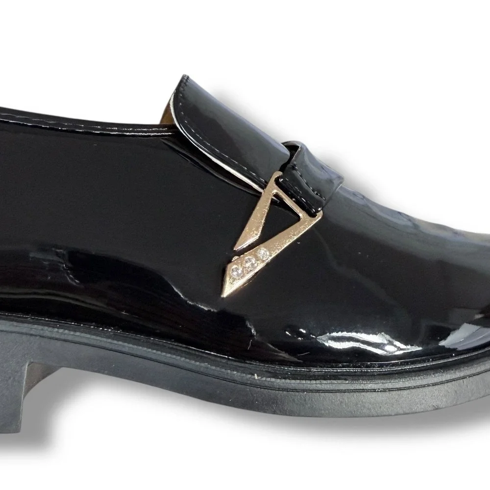 NIB JINGPIN Mens Black Patent Leather Dress Shoes Slip On Loafers Sz 8 US 42 EU